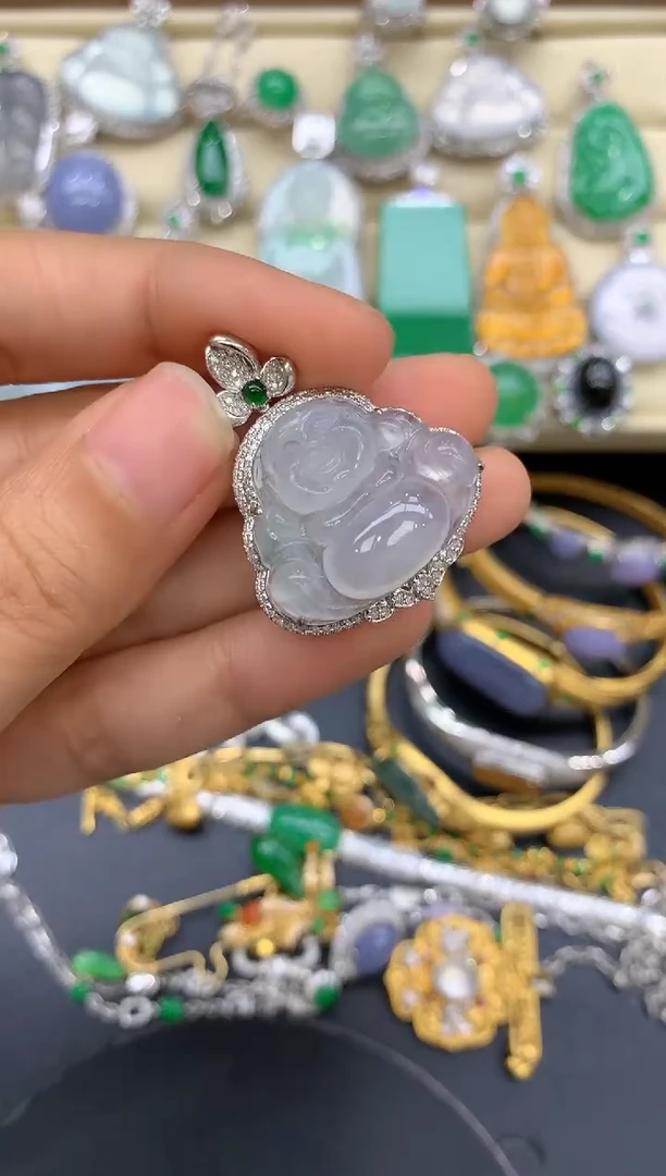翡翠18K金镶嵌颈饰417-中国好珍宝