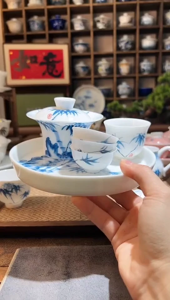 【闪购商品】竹子马蹄盖碗+3个客杯+主人杯+壶承