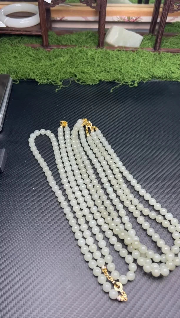 项链未镶嵌和田玉且末微色差近矿卡8妈妈链多样性发货拍一发一