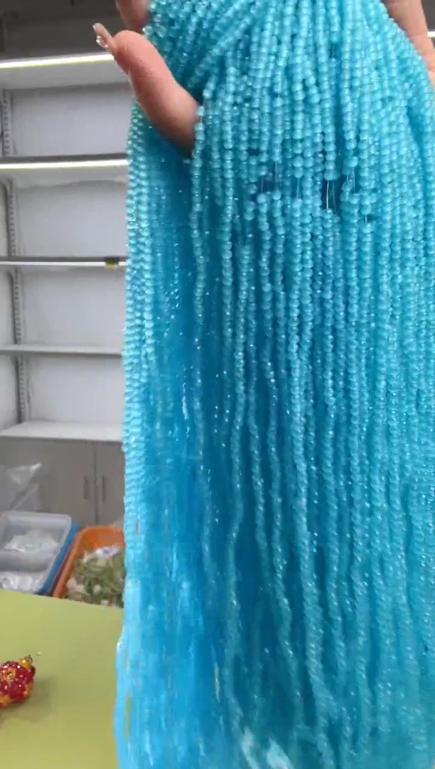 玻璃3158卡2水晶扁珠10条本色天青蓝玉