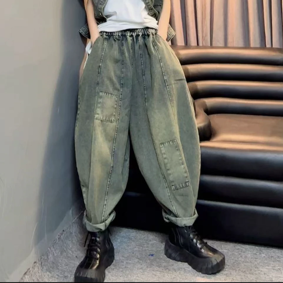 琥珀【786】春季新款时尚百搭洋气显瘦韩版宽松哈伦休闲牛仔裤