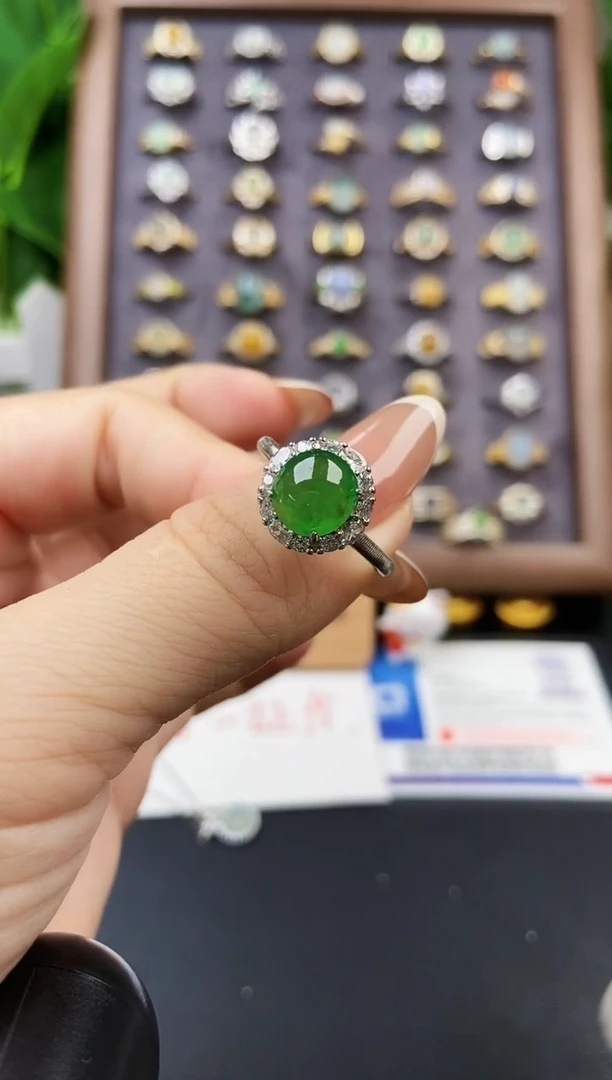 银S925镶嵌戒指翡翠00
