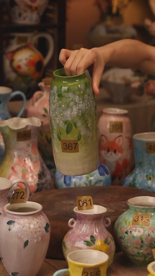 陶瓷367景德镇设计师手作花器摆件侘寂风