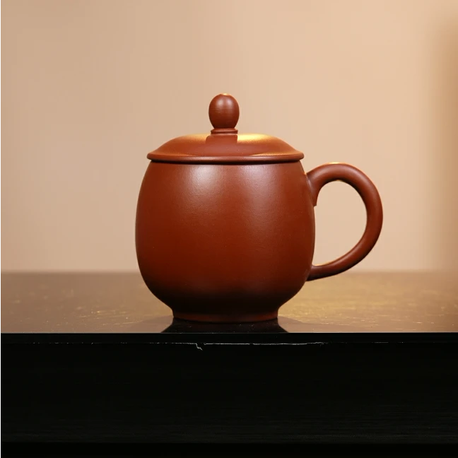 赵掌柜紫砂 朱泥龙蛋盖杯