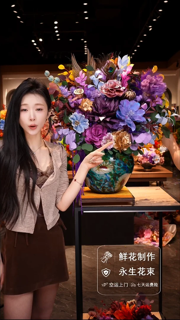 瓶琉璃手工花器花束空运包邮送货上门-以图片为准