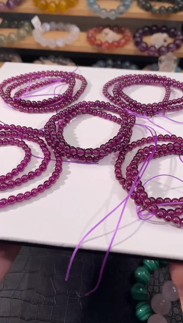 手链未镶嵌石榴石紫牙乌三圈手链多样性发一