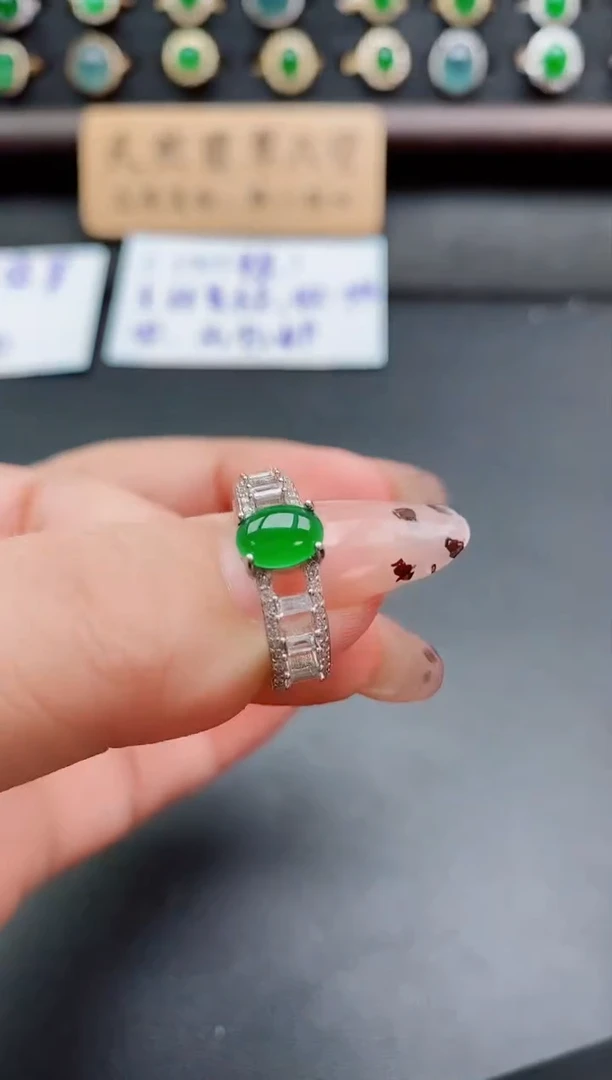 银S925镶嵌戒指翡翠1
