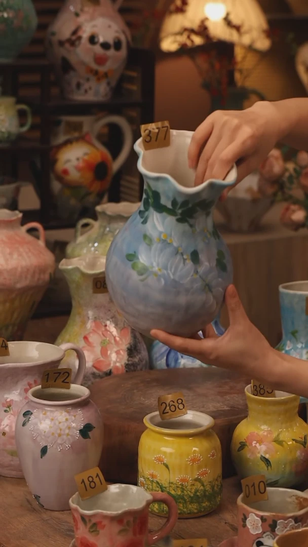 陶瓷377景德镇设计师手作花器摆件侘寂风