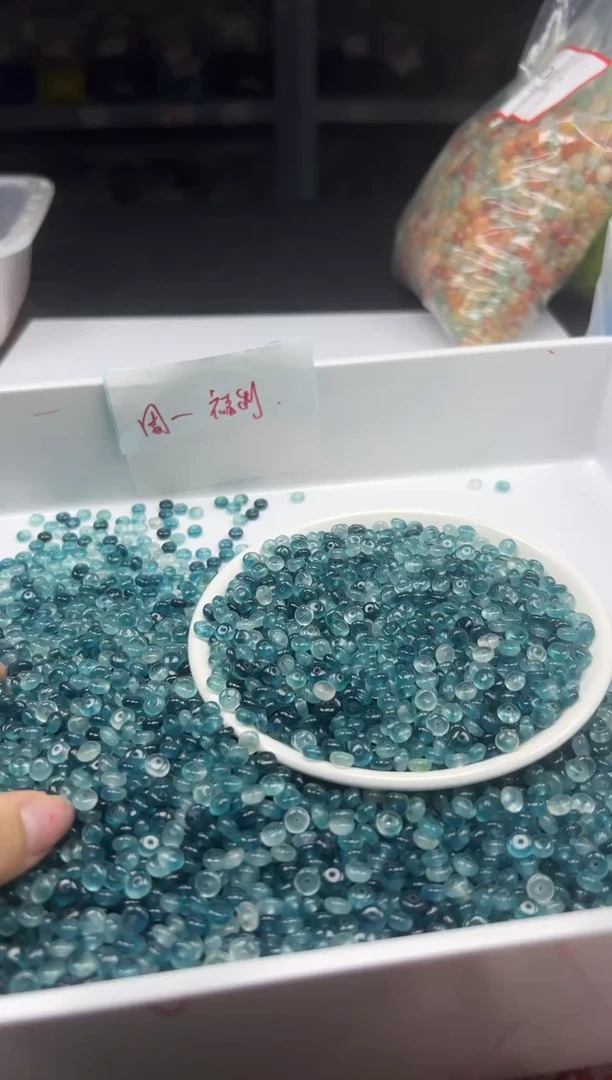玛瑙/玉髓颈饰未镶嵌w2357老蓝水飘花算盘5*2mm*30颗