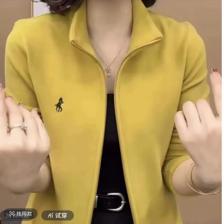 （清货价）秋冬新款刺绣拉链打底衫妈妈装长袖女洋气上衣