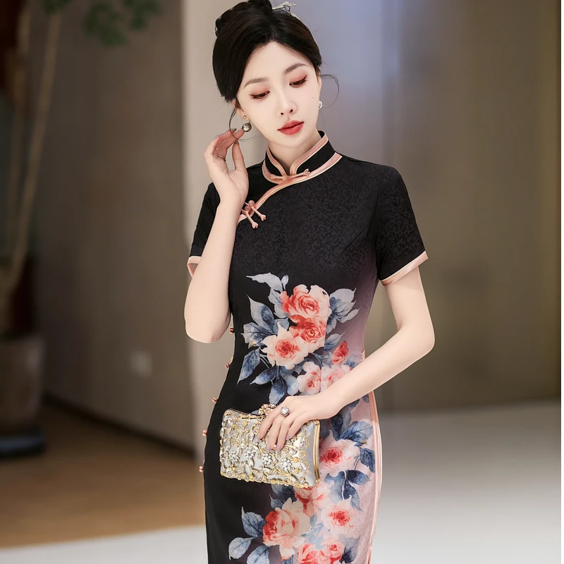 5566白幼秀新款复古时尚优雅中式立领港风款旗袍中国风旗袍