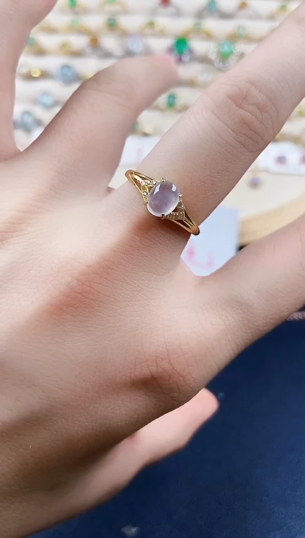 翡翠戒指银S925镶嵌123489