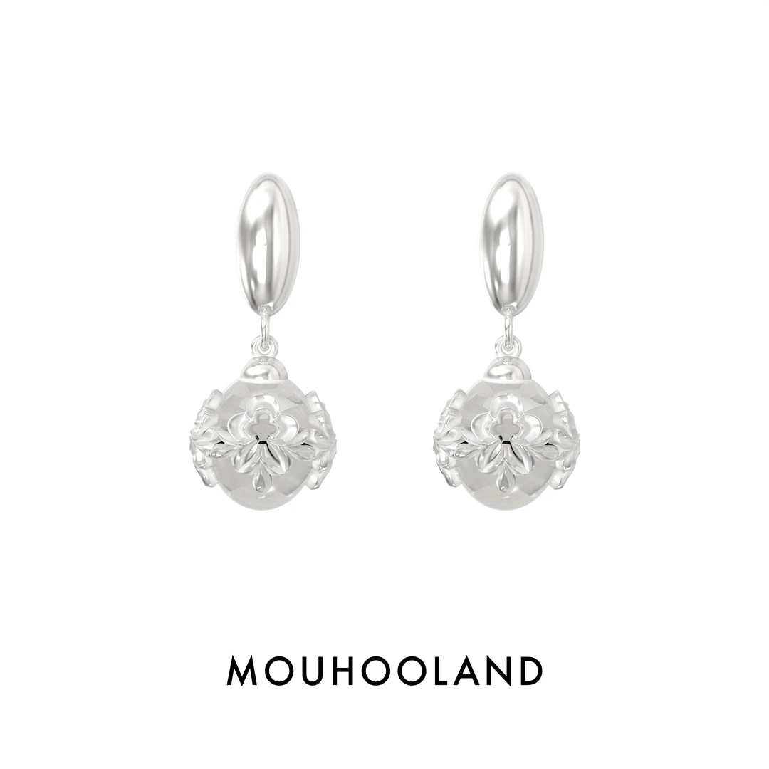 Mouhooland/暮后之地 925银耳饰 巴洛克镂空耳钉原创设计小众耳饰