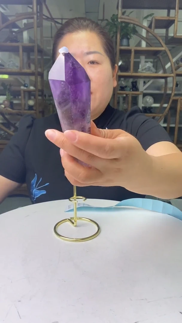 水晶珠宝半成品未镶嵌紫晶权杖D117