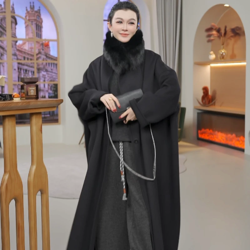 【英式经典】山羊绒绵羊毛欧版廓形双面羊毛大衣 ZXA023