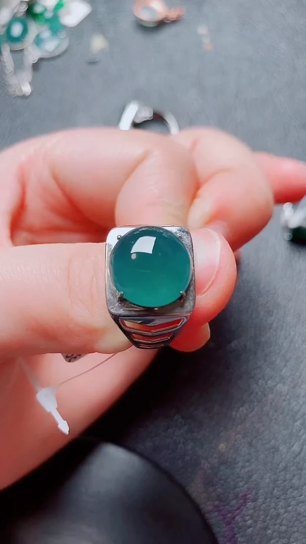 翡翠戒指银S925镶嵌翡翠
