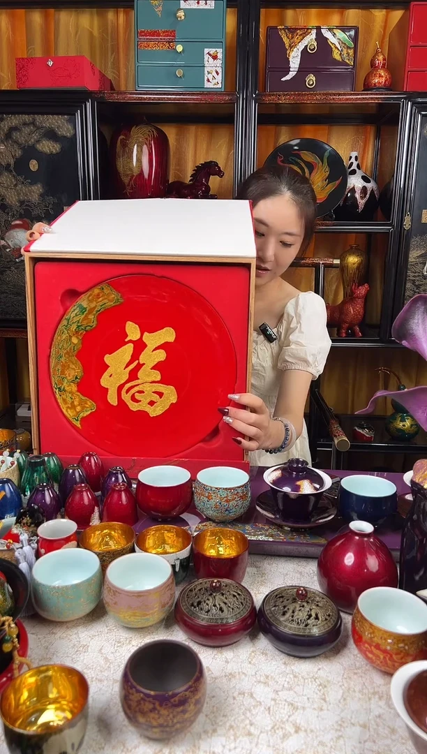 红金福盘带礼盒-太古大漆