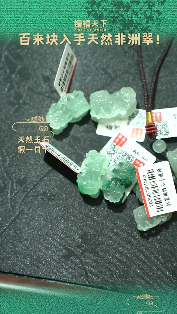 吊坠(赠链)未镶嵌石英质玉（非洲翠）貔貅