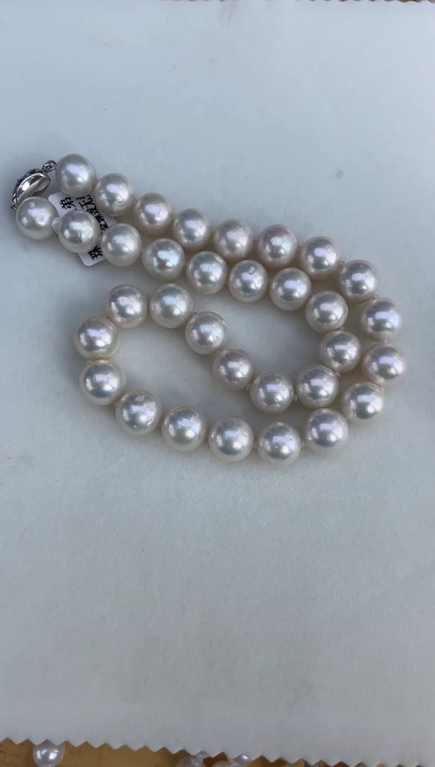 淡水珍珠银S925镶嵌颈饰12-13m天然淡水珍珠项链大龙珠