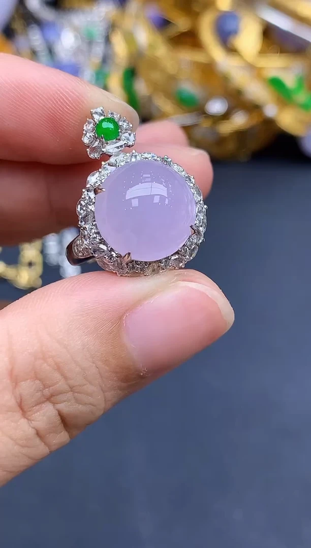 18K金镶嵌戒指翡翠304-春日珠宝