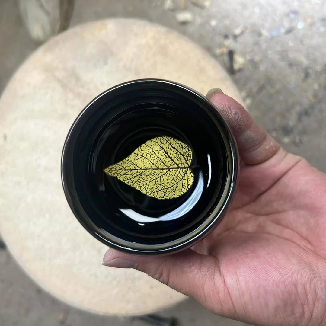 建窑建盏千里江山木叶盏