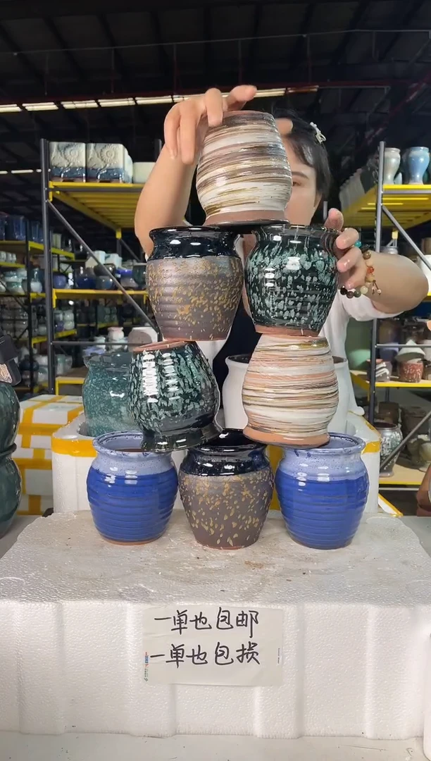 宜兴紫砂粗陶花盆