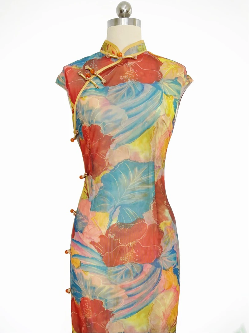 （之梦128cm）夏季薄款旗袍复古中国风改良旗袍气质无袖旗袍弹