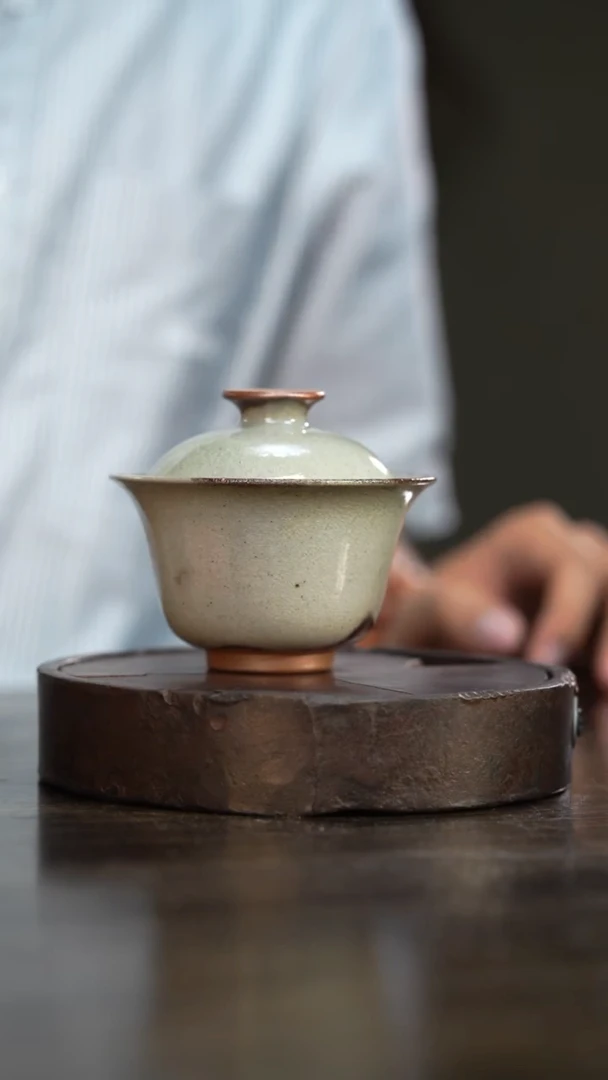 95柴房陶瓷柴烧盖碗