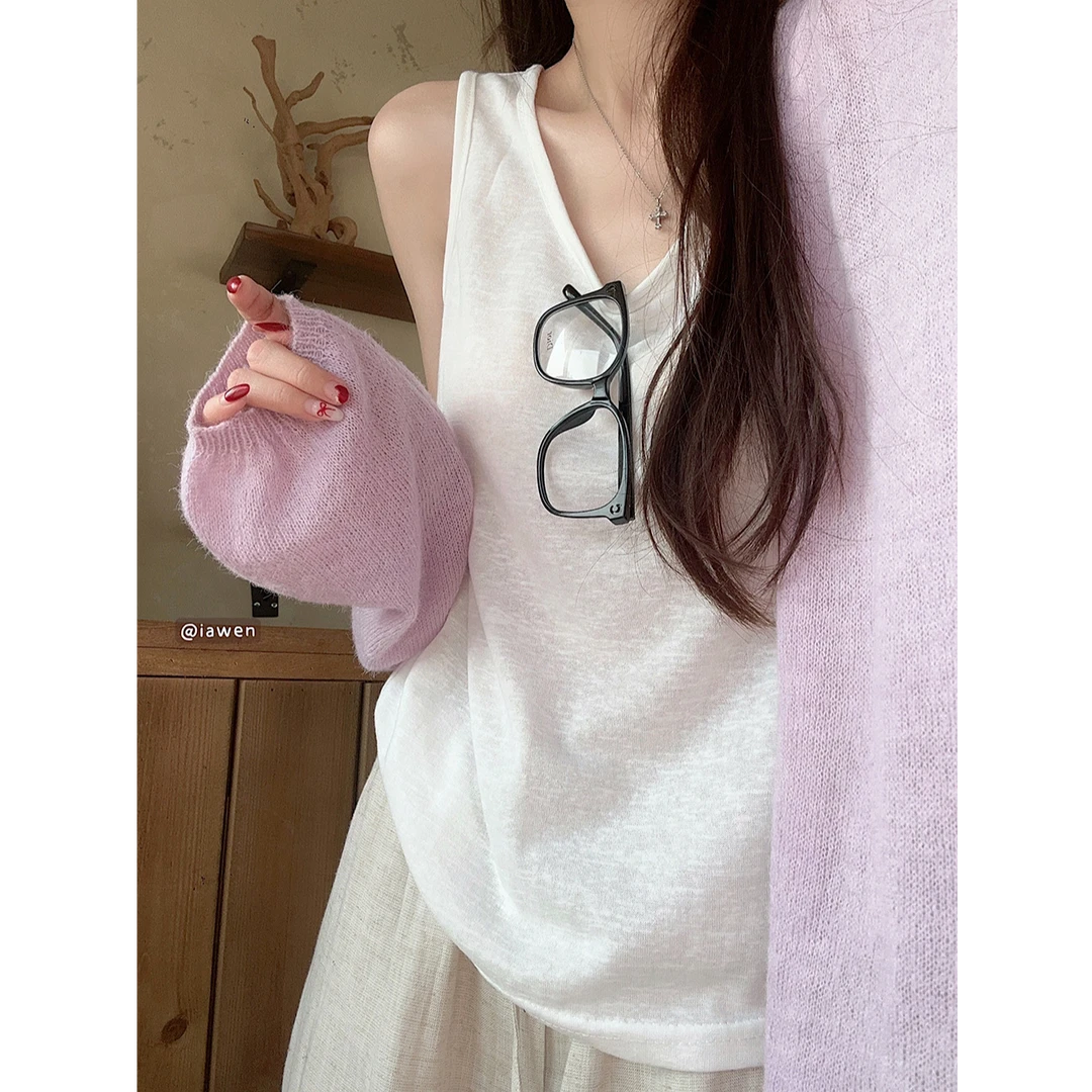 宽松通勤薄款显瘦透气雪花棉吊带设计感百搭打底背心夏季32008