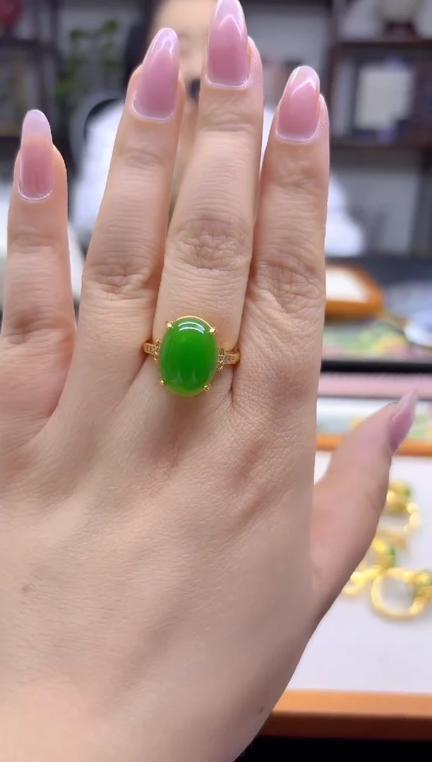 14K金镶嵌戒指和田玉DIY款J30