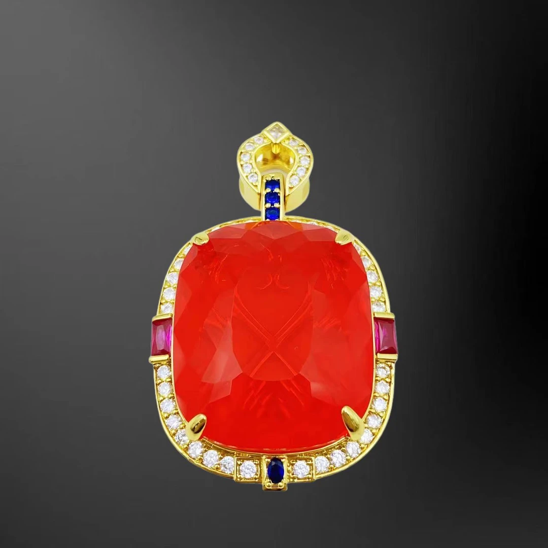 培育红宝石红宝石满钻鸽子蛋吊坠C1287J（合成培育）不含链