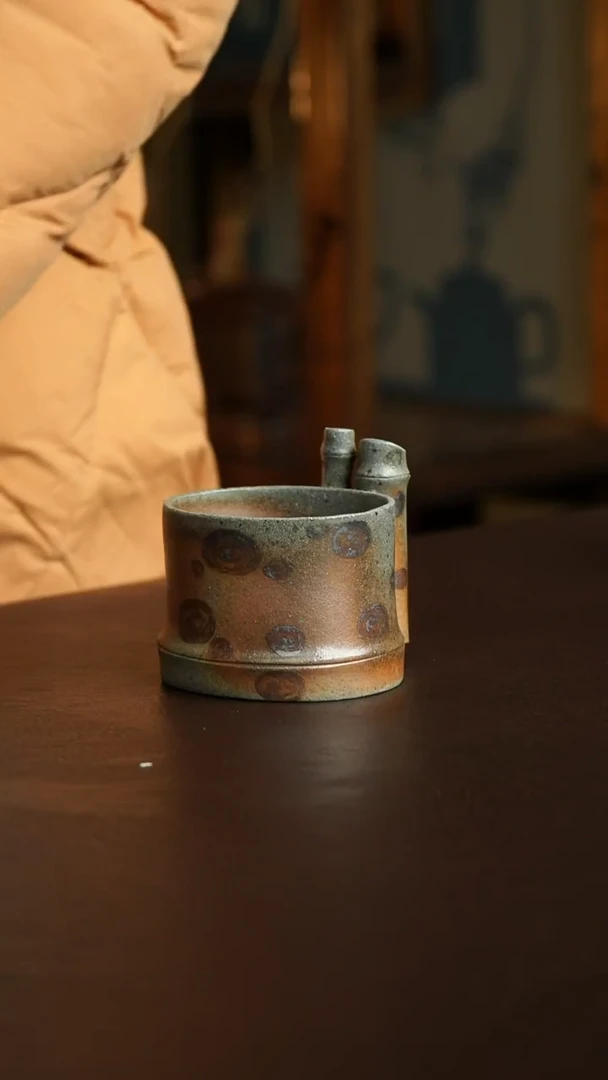 茶杯紫砂60号 柴烧斑竹杯 宜兴紫砂原矿作品