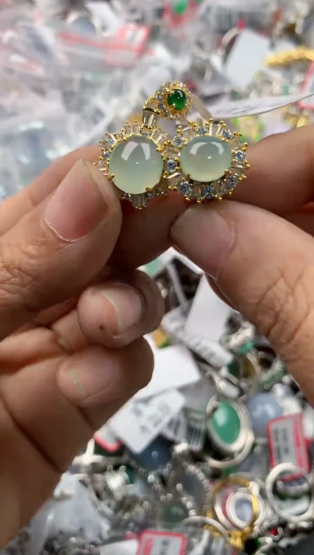 银S925镶嵌戒指翡翠14               5