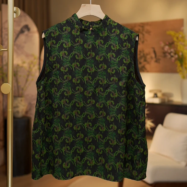 绿藤 无袖百搭重工提花T恤1025