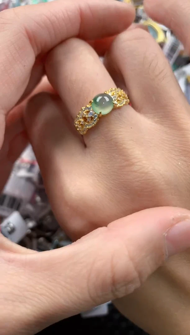 银S925镶嵌戒指翡翠4444-----7