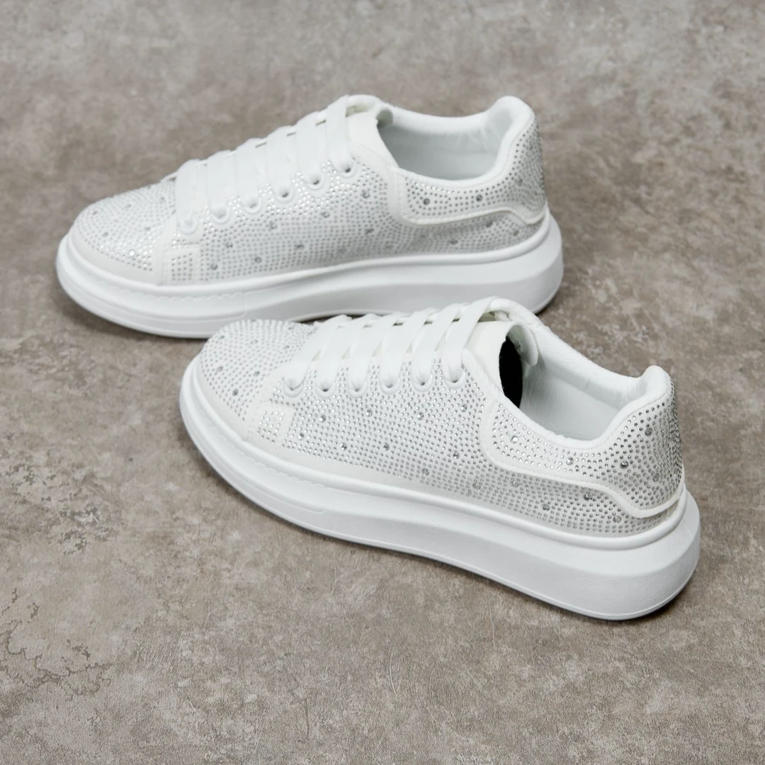 欧洲站男鞋满钻闪闪小白鞋厚底增高低帮休闲鞋百搭运动透气板鞋潮