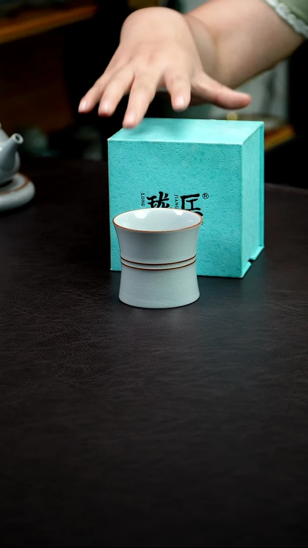 双线束腰杯月白高款对杯