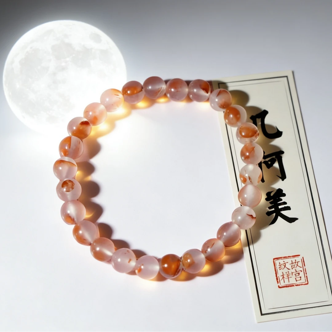 白月光-冰白冰飘南红微瑕手串（多样性发其一）