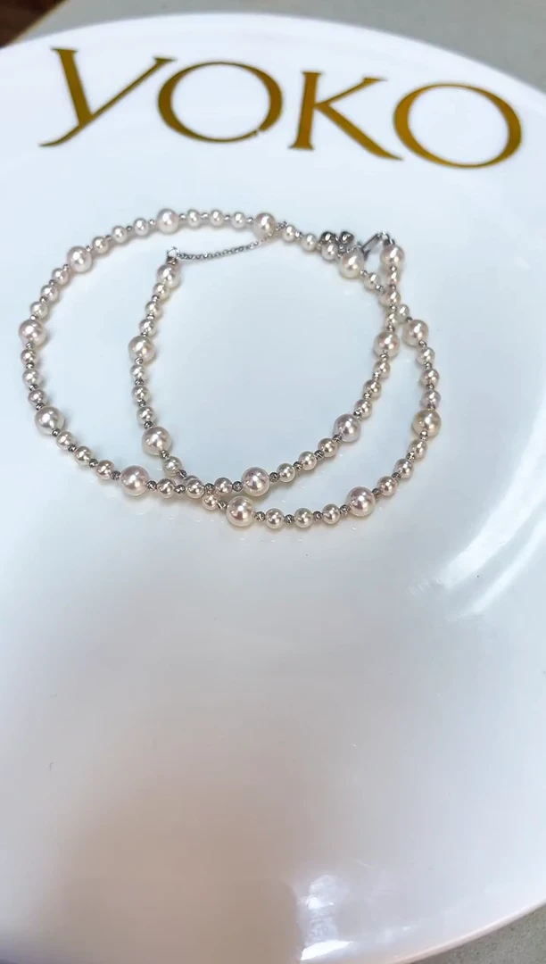 颈饰银S925镶嵌淡水珍珠3-5mm