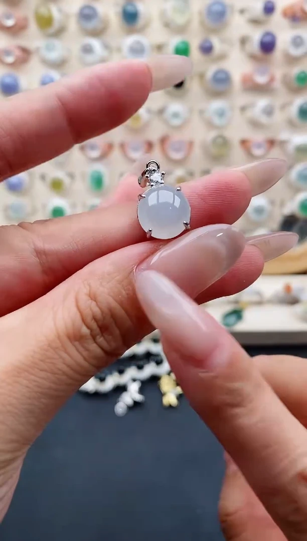 吊坠(不含链)银S925镶嵌翡翠天然缅甸翡翠A货111-5-5