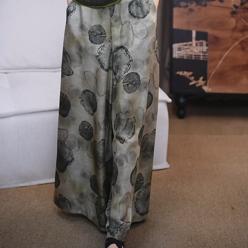 『汐雯』100%桑蚕丝香云纱松紧腰显瘦时尚裤子