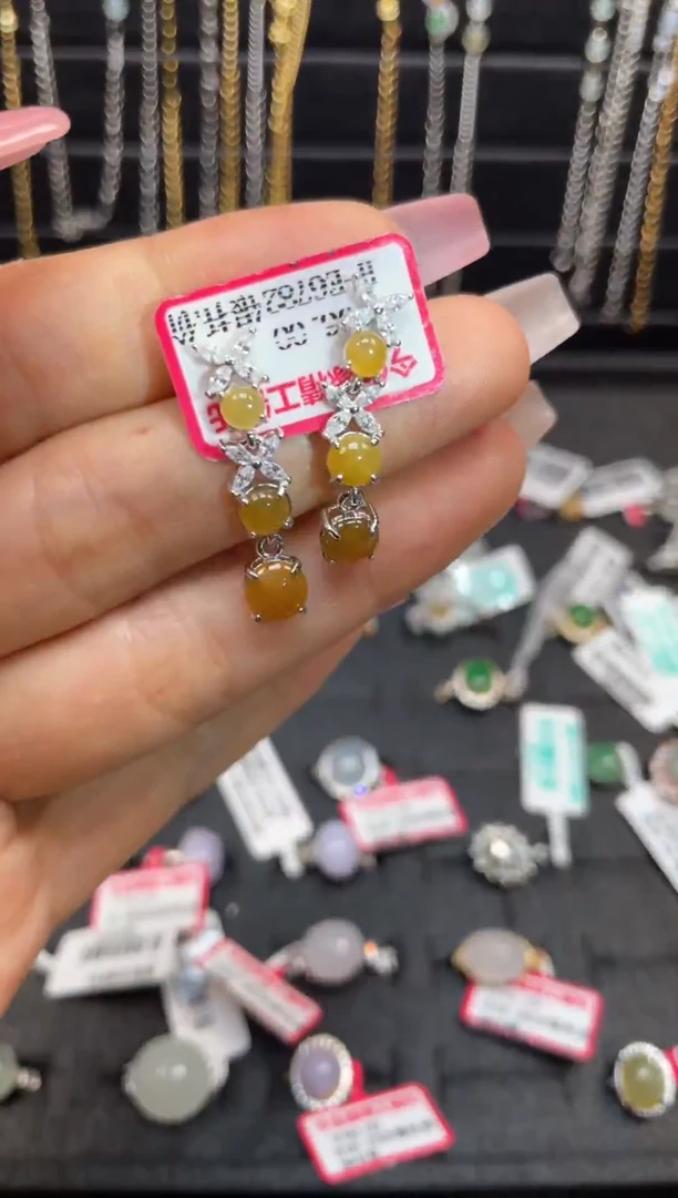 银S925镶嵌戒指翡翠天然翡翠A货
