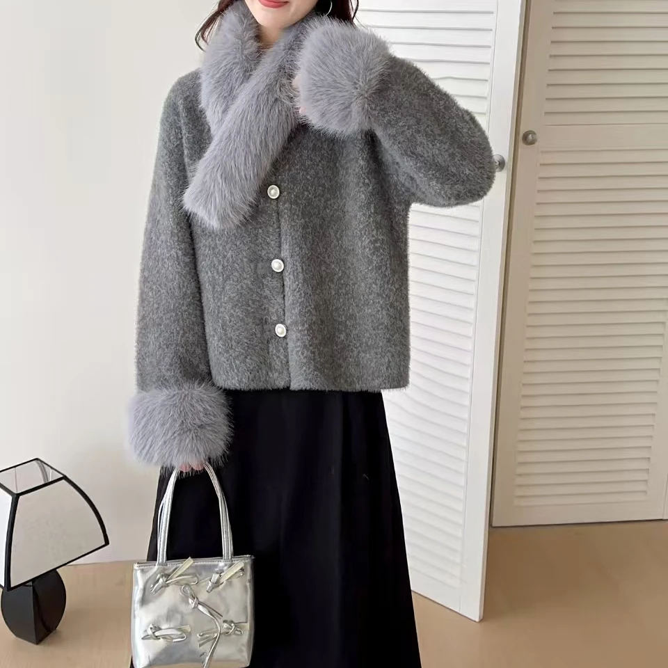 2504-小香风高级感女新款保暖配好看短款显瘦外套秋冬毛毛