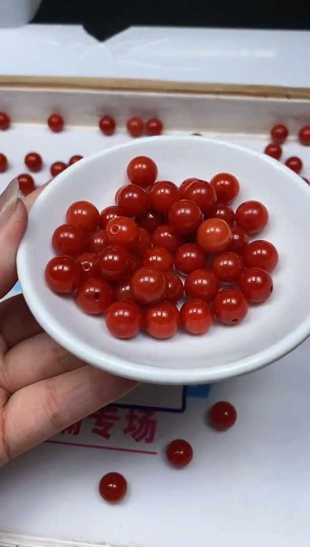 南红玛瑙散珠未镶嵌C634 柿子南红10mm20个12元