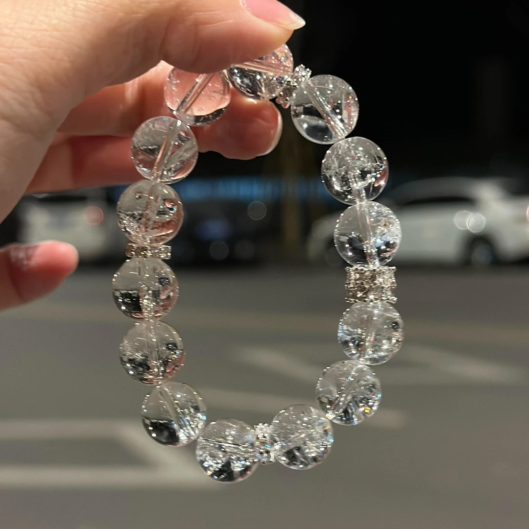 阿塞斯特莱天然透体彩虹焦花七彩白水晶个性简男女手链多样性发一