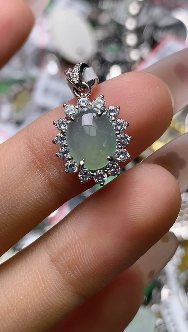 银S925镶嵌戒指翡翠百内无证书