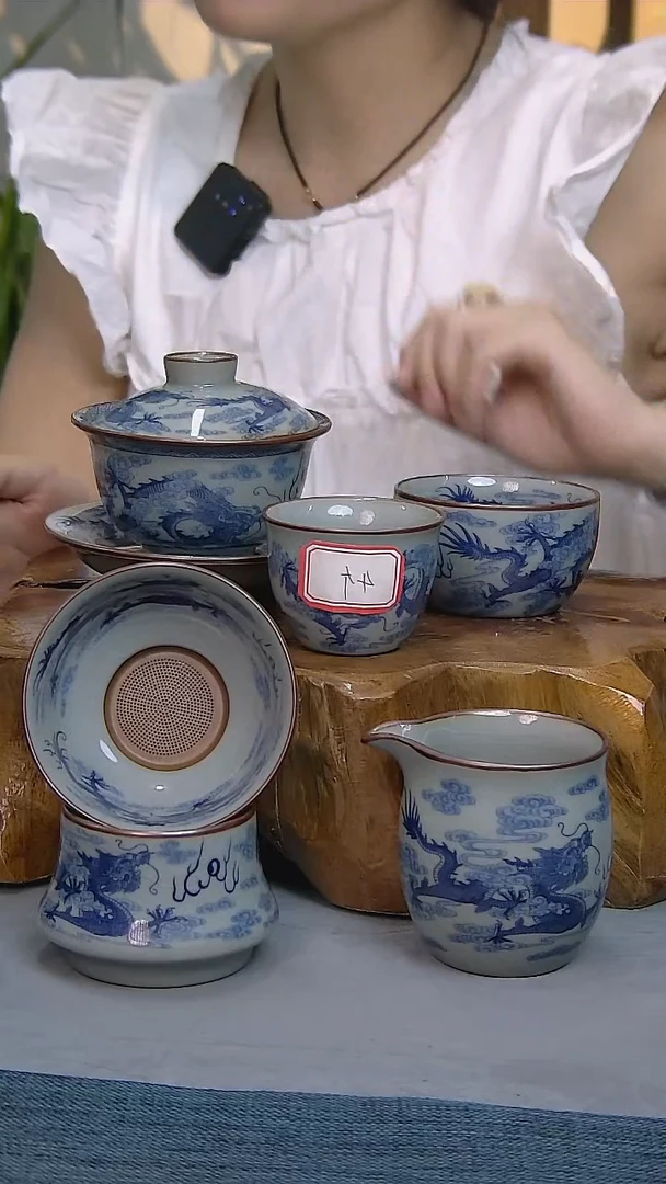 8件套陶瓷茶具老陶泥开片纹