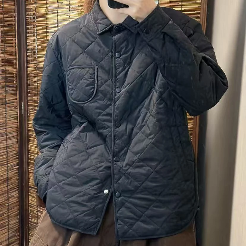 【七彩衣新品】9306新款时尚菱形格薄棉衣 衣长