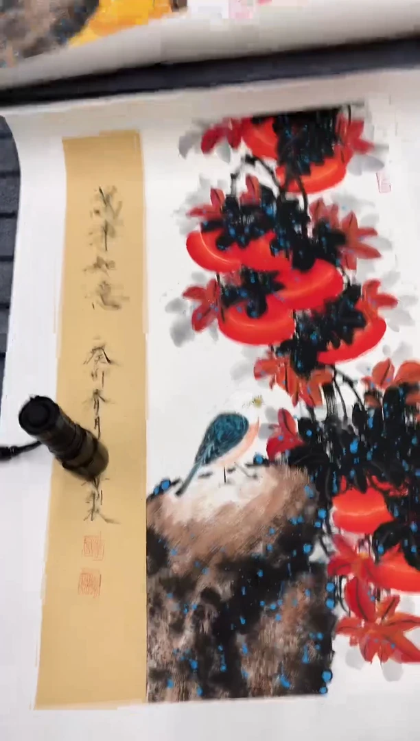 国画精品国画开三花鸟