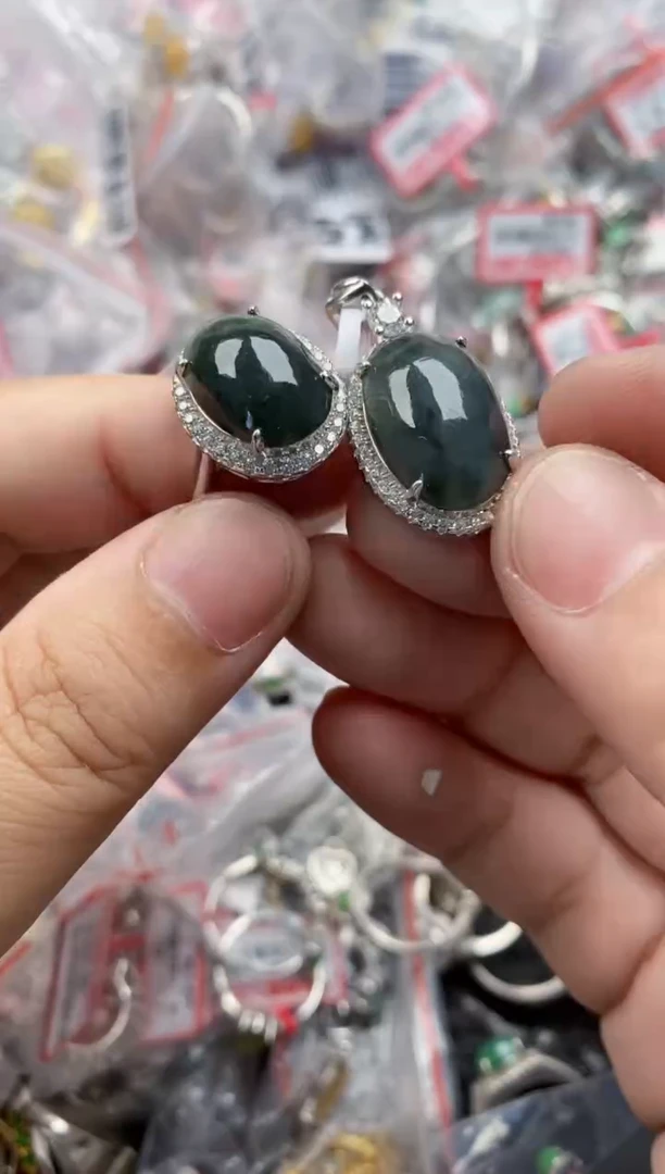 银S925镶嵌戒指翡翠555  2